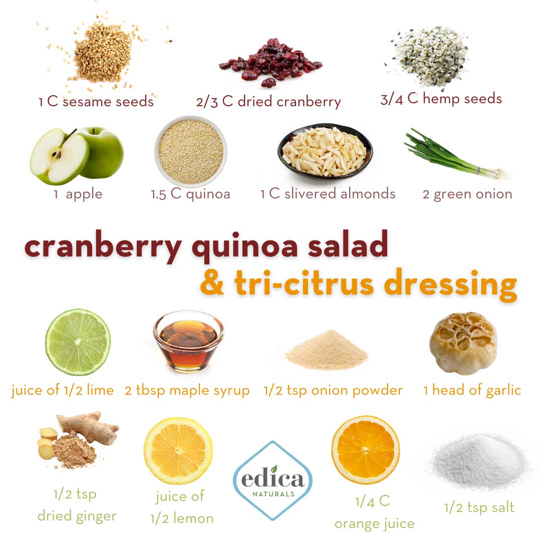cranberry quinoa salad tri-citrus dressing